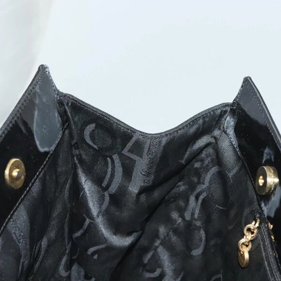 Salvatore Ferragamo Vala Tote Bag Nylon Black Gold Auth gh381 - Picture 12 of 15